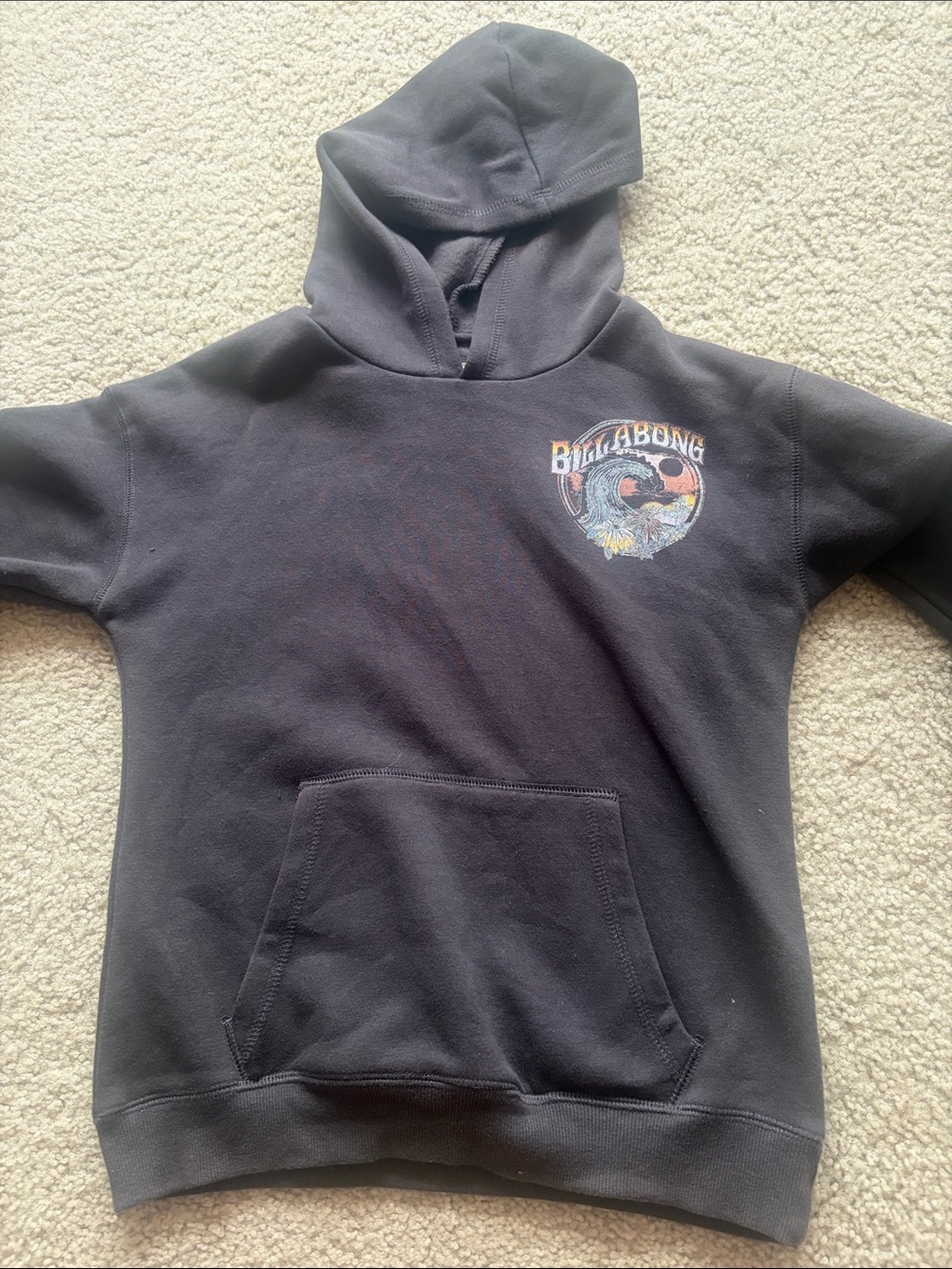 Billabong Kids Black Hoodie with Surf Graphic